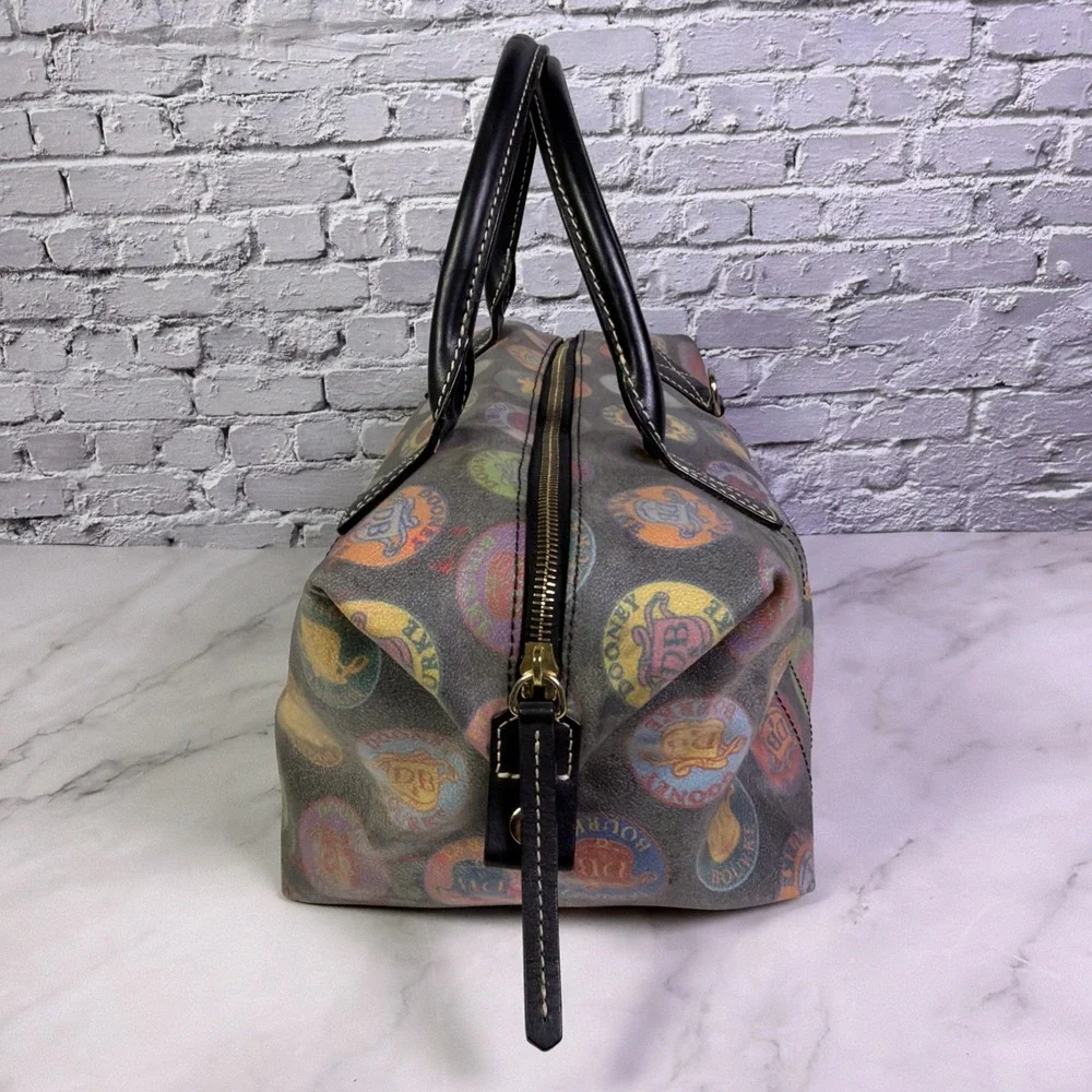 Vintage Dooney & Bourke Medallion Print Canvas/Leather‎ Satchel Handbag ❤️ NICE